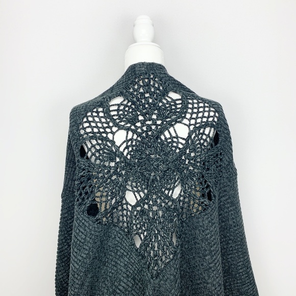 Free People Sweaters - FREE PEOPLE Handicraft Gray Crochet Wrap
